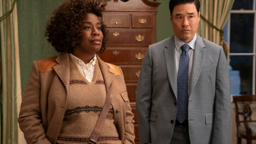 The Residence. (L to R) Uzo Aduba as Cordelia Cupp, Randall Park as Edwin Park in episode 101 of The Residence. Cr. Erin Simkin/Netflix © 2024