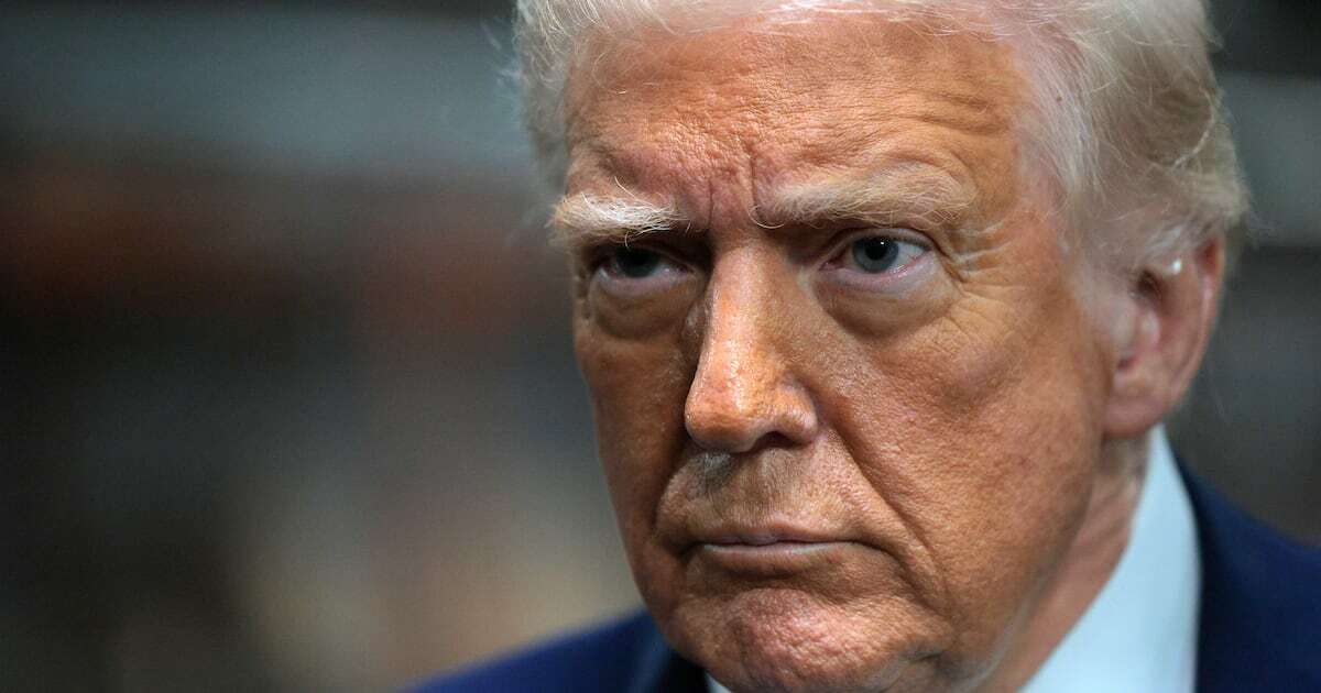 President Donald Trump speaks to the media during a guided tour of the John F. Kennedy Center for the Performing Arts before leading a board meeting on March 17, 2025 in Washington, DC.