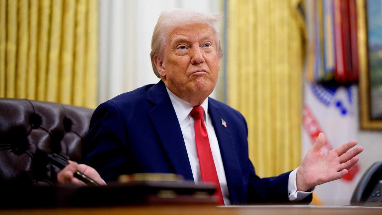 President Donald Trump in the Oval Office of the White House on March 31, 2025. (Photo by Andrew Harnik/Getty Images)