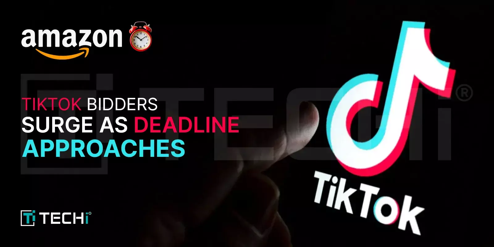 Amazon and TikTok logos with a countdown symbol representing urgency as TikTok sale deadline approaches.