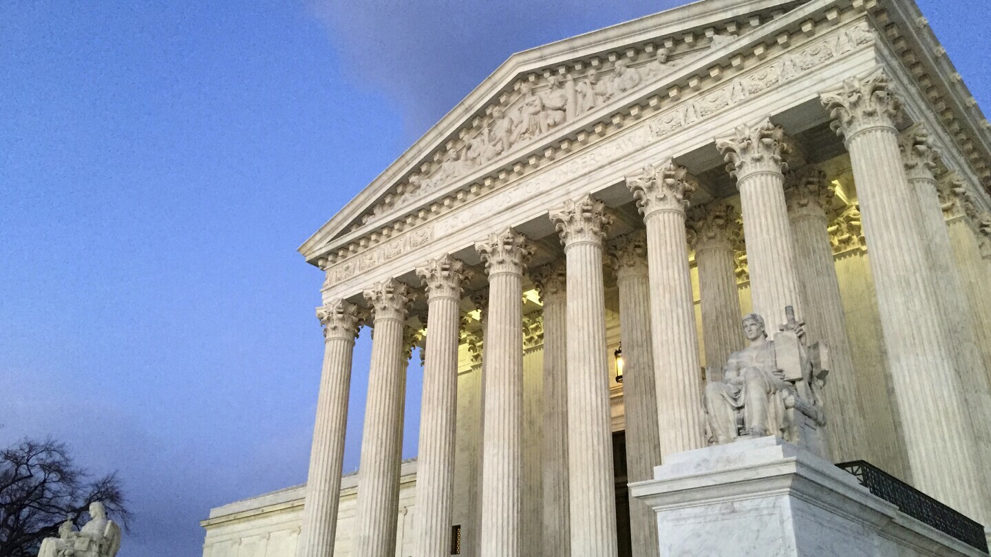 The Supreme Court at sunset in Washington, Feb. 13, 2016. (AP Photo/Jon Elswick, File)