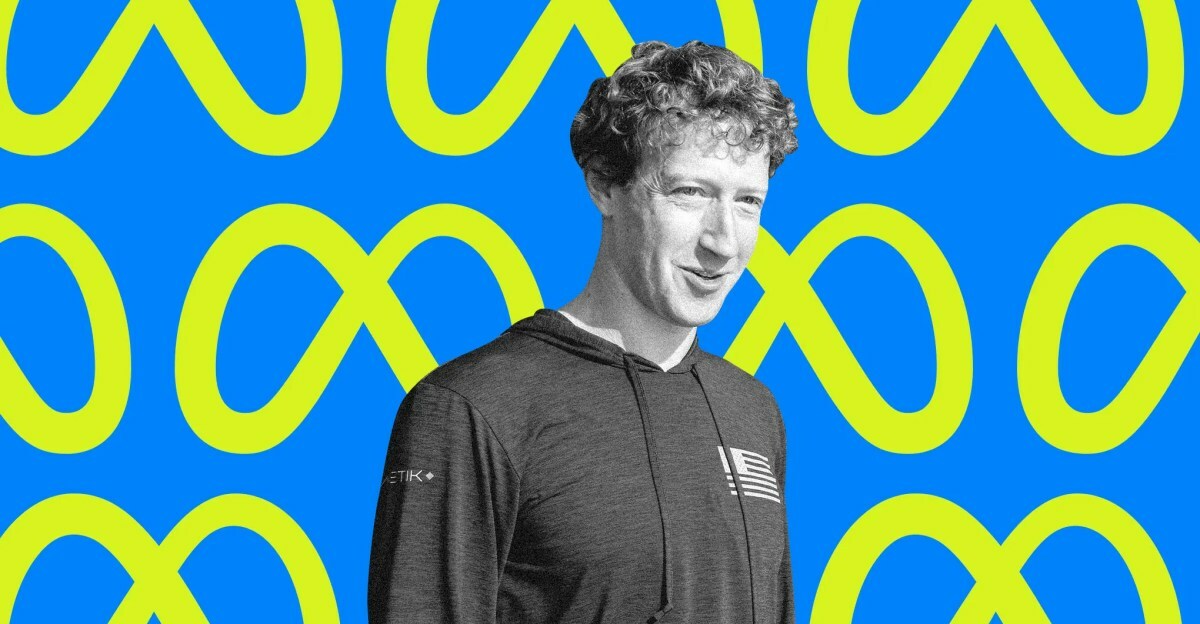 Graphic collage of Mark Zuckerberg.