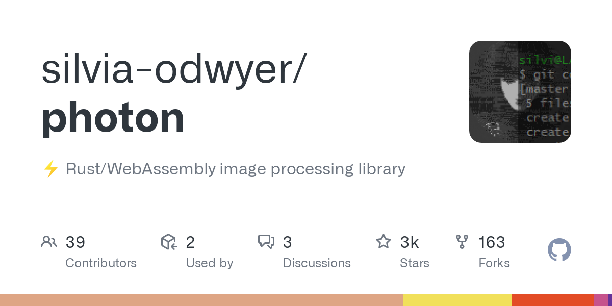 ⚡ Rust/WebAssembly image processing library. Contribute to silvia-odwyer/photon development by creating an account on GitHub.