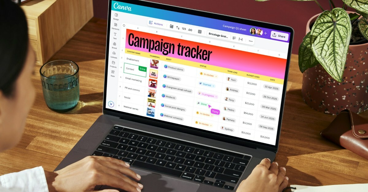 Canva Sheets displayed on a laptop screen.