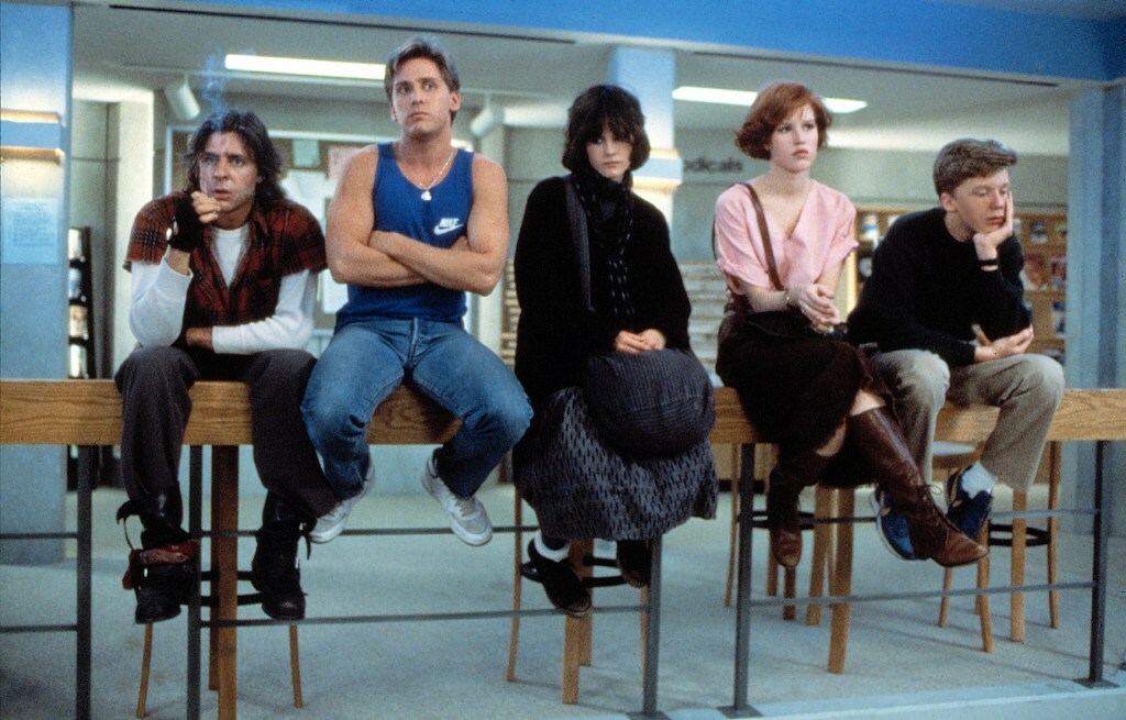 (L-R): Judd Nelson, Emilio Estevez, Ally Sheedy, Molly Ringwald, Anthony Michael Hall in 1985's 'The Breakfast Club'