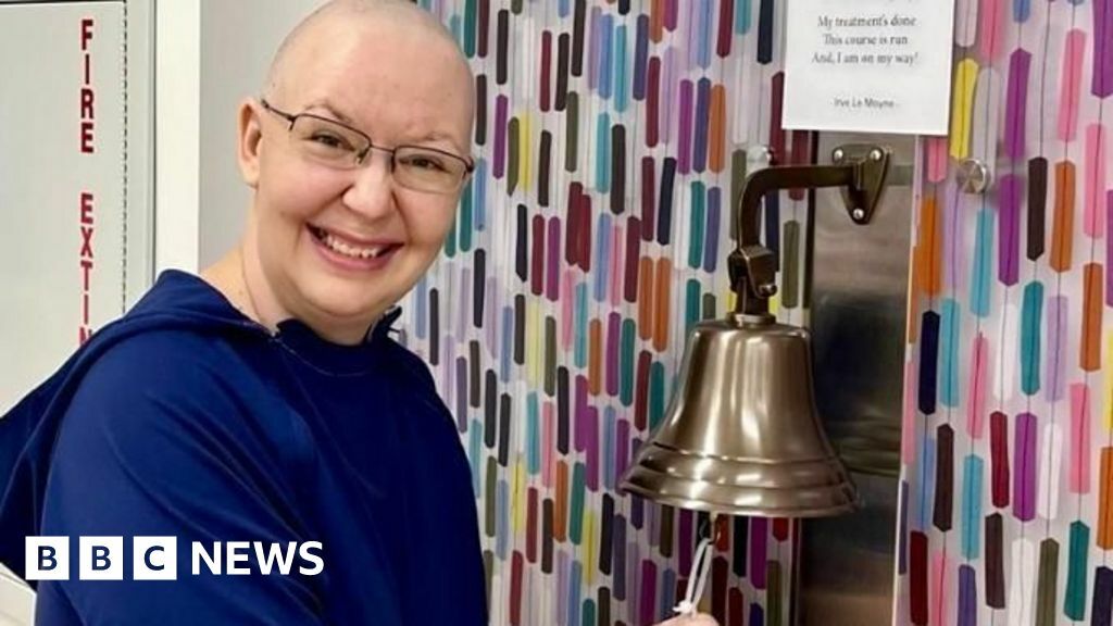 Cristina Balan finishing her chemotherapy treatment for breast cancer
