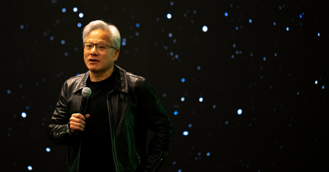 Jensen Huang, chief executive of Nvidia, in San Jose, Calif., last month. This week, the House Select Committee on the Chinese Communist Party opened an investigation into Nvidia’s sale of chips across Asia.