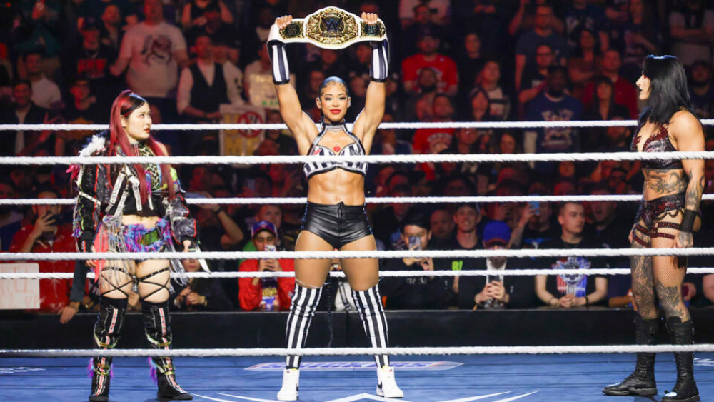 Iyo Sky, Bianca Belair, and Rhea Ripley on Raw