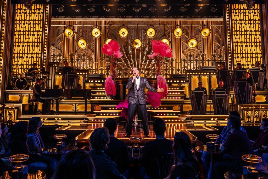 Jonathan Groff and company in 'Just In Time' on Broadway