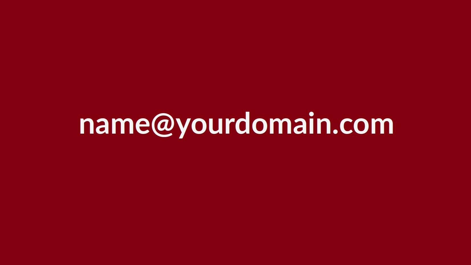 Red Tutanota background with name@yourdomain.com in white letters
