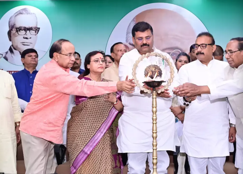 Janata Dal (United) party's State President Umesh Singh Kushwaha during a function at state headquarters in Patna.