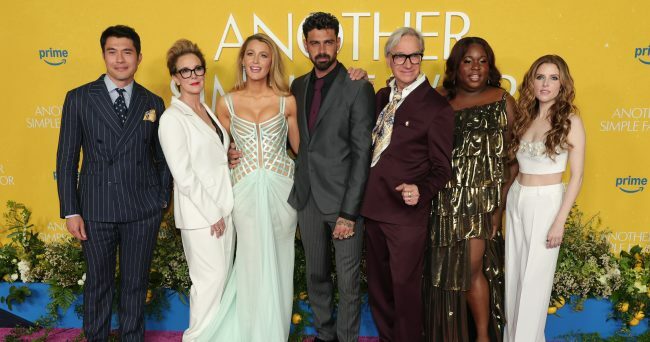 NEW YORK, NEW YORK - APRIL 27: (L-R) Henry Golding, Elizabeth Perkins, Blake Lively, Michele Morrone, Paul Feig, Alex Newell and Anna Kendrick attend "Another Simple Favor" New York Screening at Jazz at Lincoln Center on April 27, 2025 in New York City. (Photo by Michael Loccisano/Getty Images)
