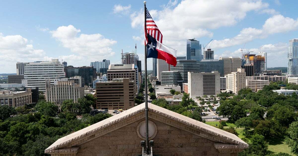 A view of the Austin skyline from the dome of the Texas Capitol on Aug. 12, 2021.