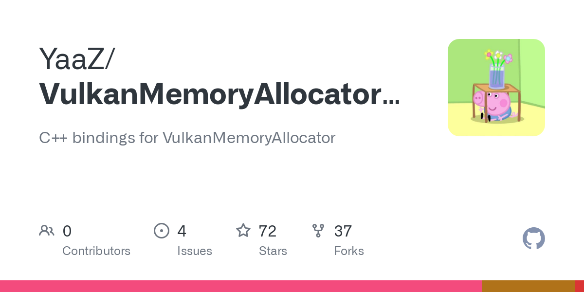 C++ bindings for VulkanMemoryAllocator. Contribute to YaaZ/VulkanMemoryAllocator-Hpp development by creating an account on GitHub.