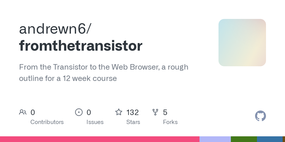 From the Transistor to the Web Browser, a rough outline for a 12 week course - andrewn6/fromthetransistor
