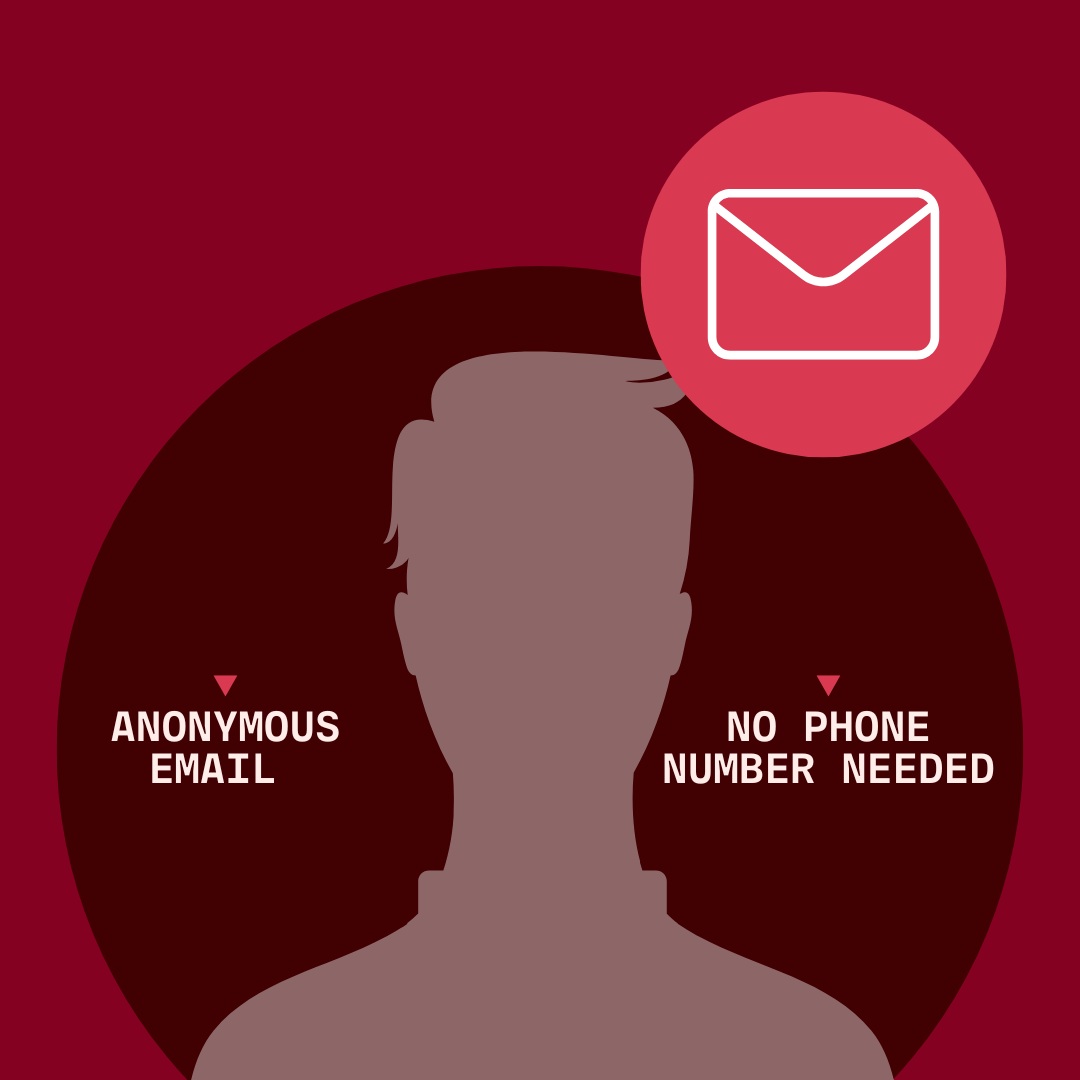 Anonymous email. No phone number needed. 