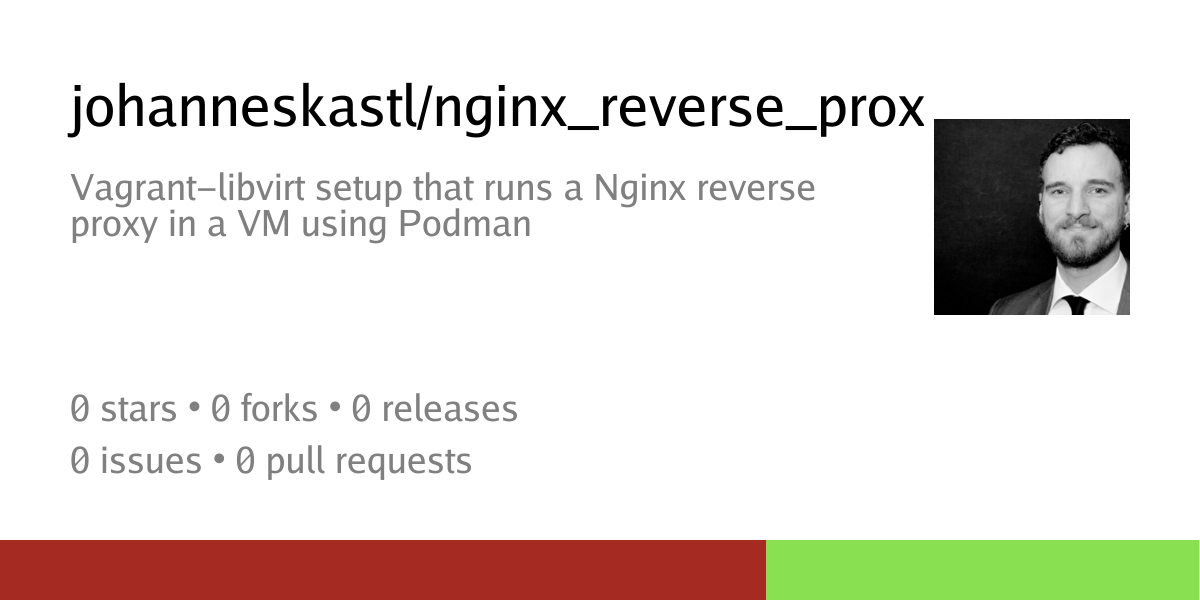Summary card of repository johanneskastl/nginx_reverse_proxy_podman_vagrant_libvirt_ansible