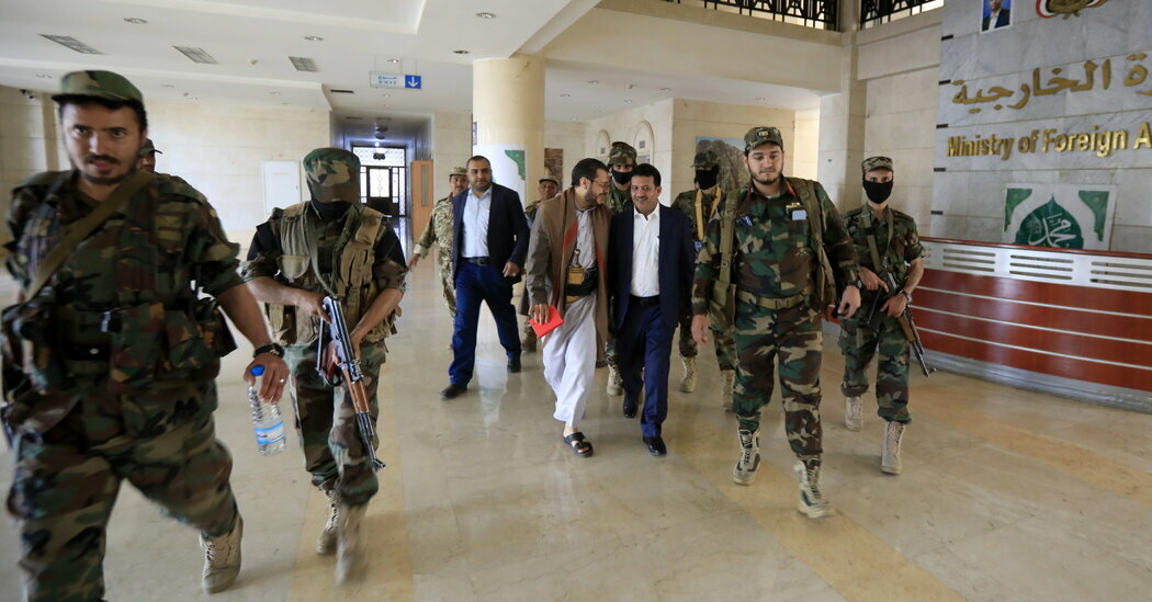 An account under the name of Hussain al-Ezzi, center, a deputy foreign minister for the Houthis, asked Elon Musk to allow the group to be verified again on X.