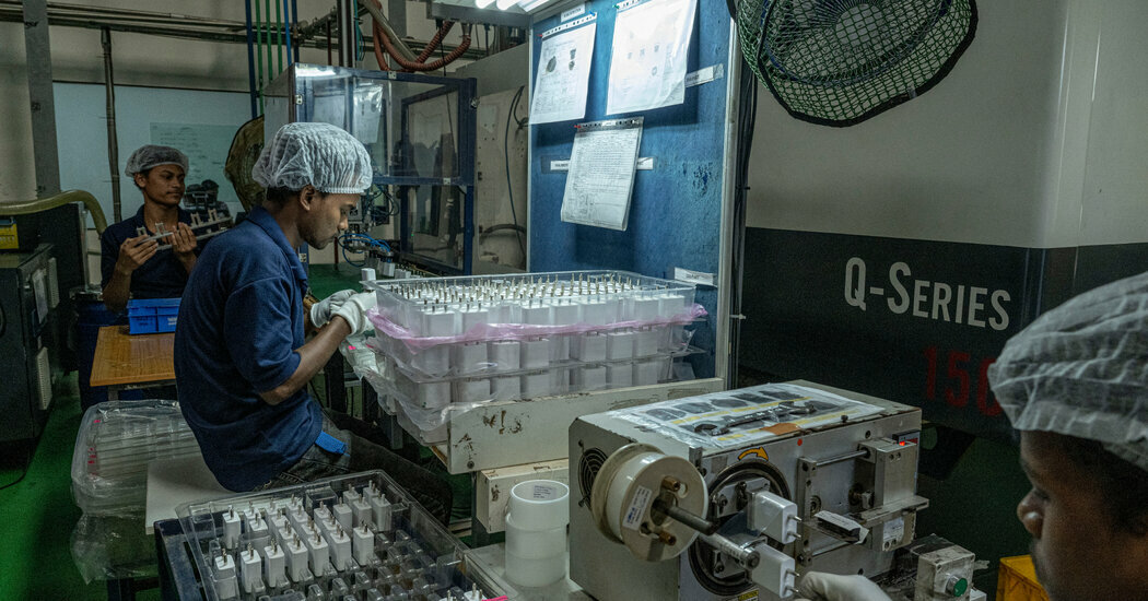 A factory in Tamil Nadu, India, last year. India has been fighting hard to increase its manufacturing, with the production of iPhones being a rare bright example.