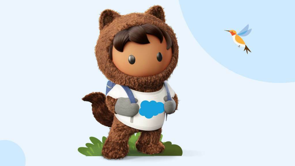 Salesforce character, Astro, wearing a backpack