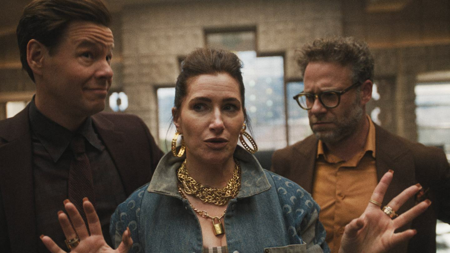 From left: Ike Barinholtz, Kathryn Hahn and Seth Rogen in 'The Studio'