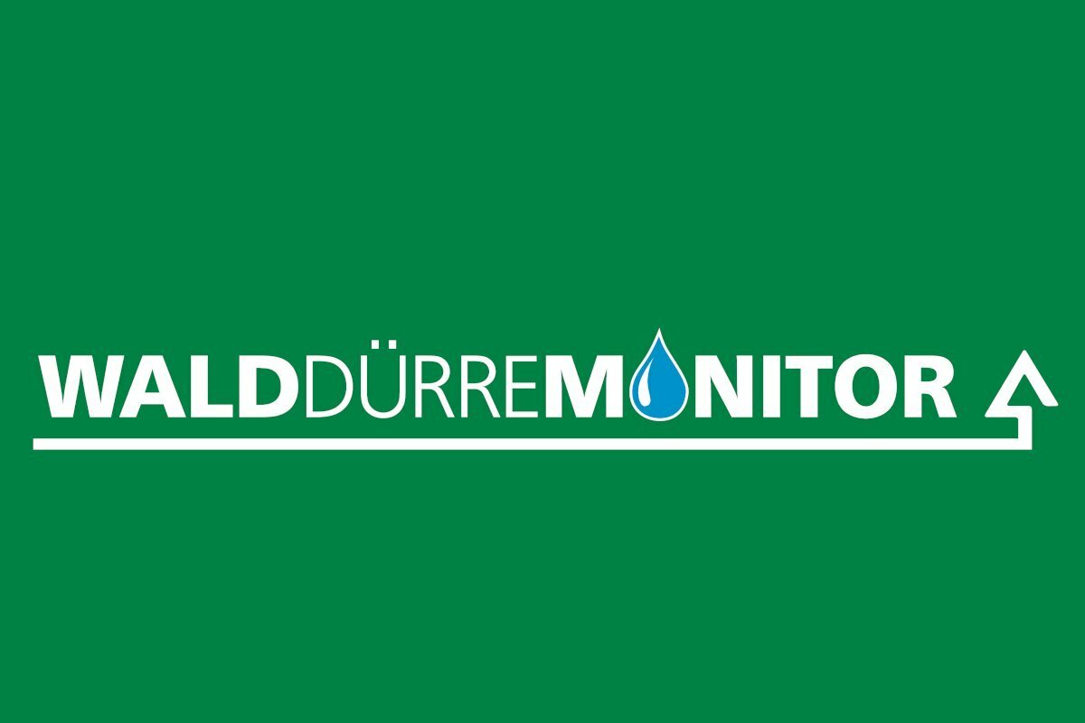 Logo "Walddürremonitor" auf grünem Hintergrund