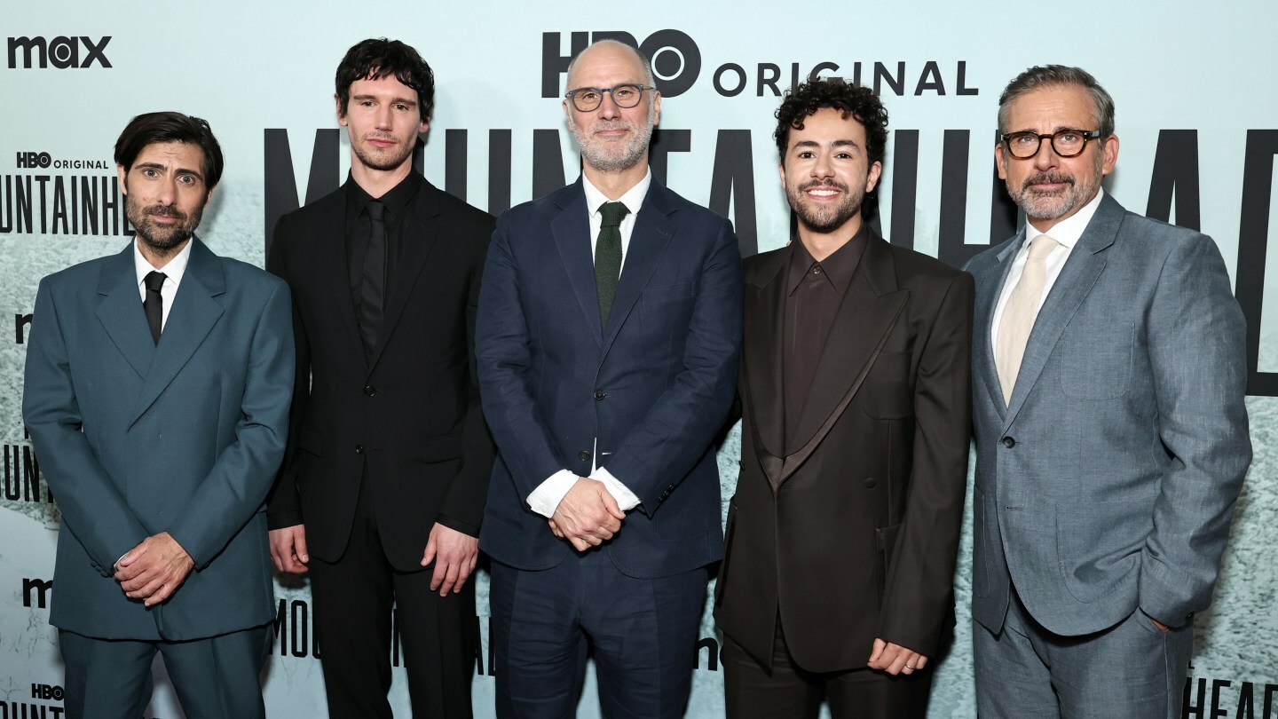NEW YORK, NEW YORK - MAY 22: (L-R) Jason Schwartzman, Cory Michael Smith, Jesse Armstrong, Ramy Youssef and Steve Carell attend HBO's "Mountainhead" World Premiere at The Museum of Modern Art on May 22, 2025 in New York City. (Photo by Jamie McCarthy/Getty Images)