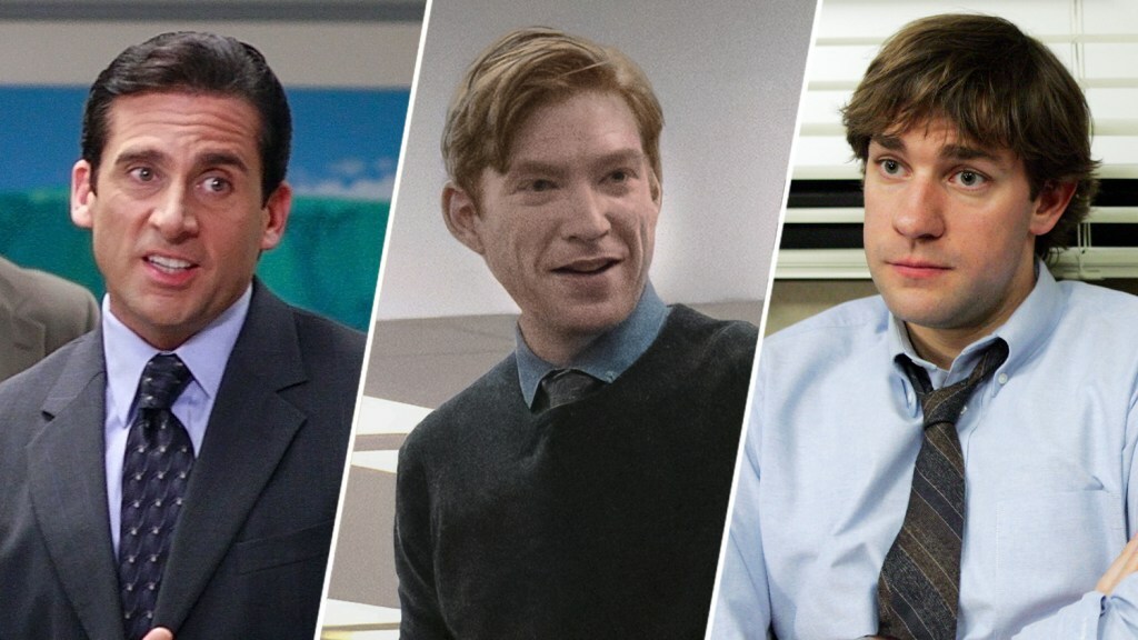 (L-R) Steve Carell in 'The Office'; Domhnall Gleeson in 'The Paper'; John Krasinski in 'The Office'