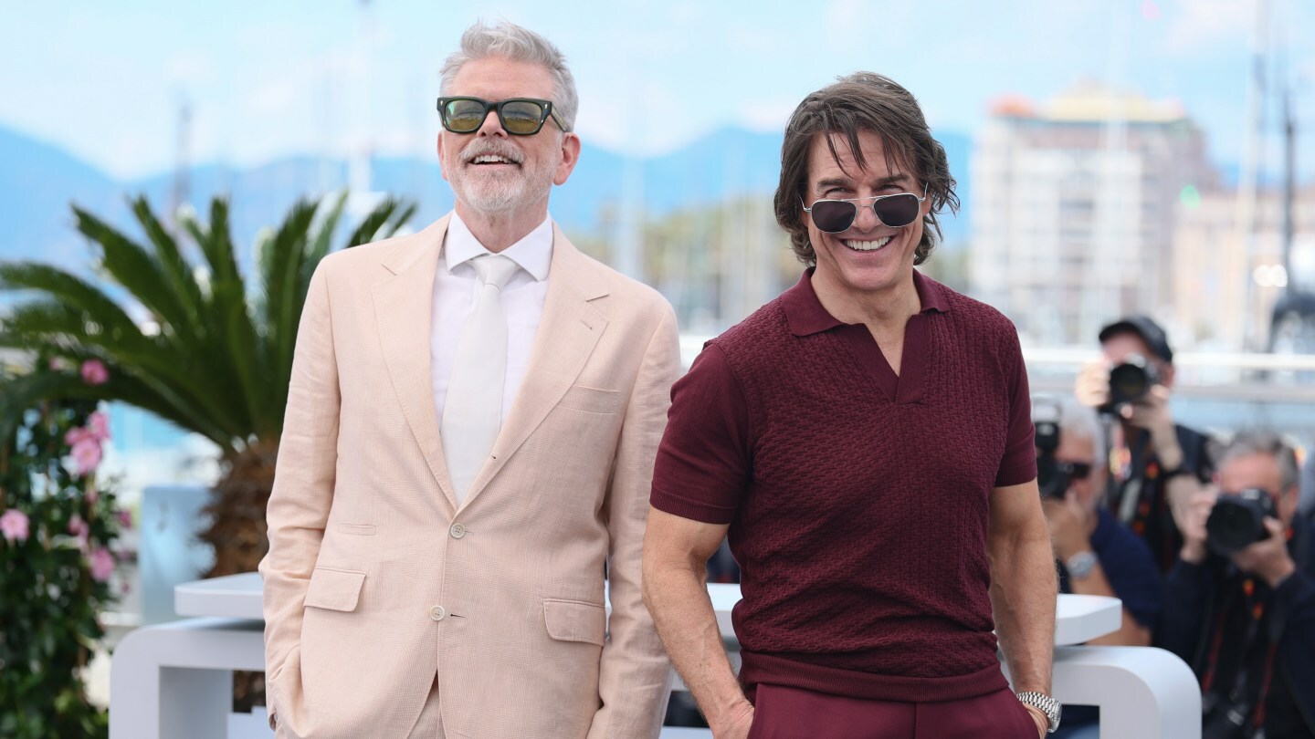 CANNES, FRANCE - MAY 14: Christopher McQuarrie and Tom Cruise attend the "Mission Impossible - The Final Reckoning" photocall at the 78th annual Cannes Film Festival at Palais des Festivals on May 14, 2025 in Cannes, France. (Photo by Andreas Rentz/Getty Images)