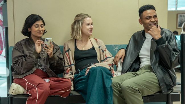 "ADULTS" -- “Have You Seen This Man?” -- Season 1, Episode 3 — Pictured (L-R):  Amita Rao as Issa, Lucy Freyer as Billie, Owen Thiele as Anton.  CR: Rafy/FX
