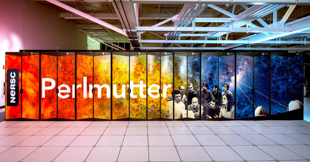 The Perlmutter supercomputer at the National Energy Research Scientific Computing Center at Lawrence Berkeley National Laboratory in 2022. The next flagship supercomputer will arrive in 2026.