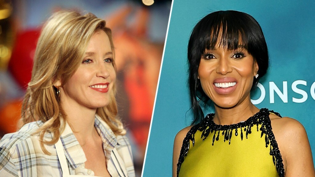 Felicity Huffman on 'Desperate Housewives'; Kerry Washington walks a red carpet.