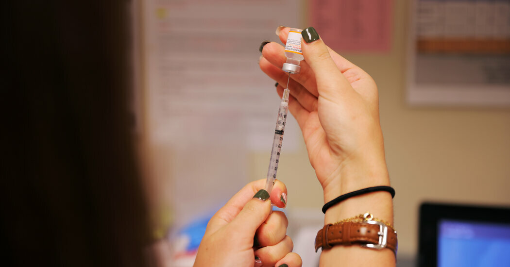 A dose of the pediatric Covid vaccine in Charlotte, N.C., in 2021. The shots will remain available to children who have a conversation with their doctor, a practice the agency calls “shared decision-making.”