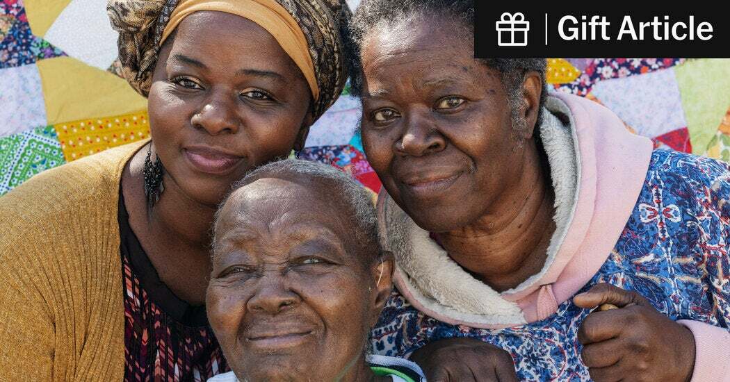 Clockwise from left: Bara Byrd-Stewart with her mother, Sherry Byrd, and her grandmother Laverne Brackens, who is still sewing at 98.