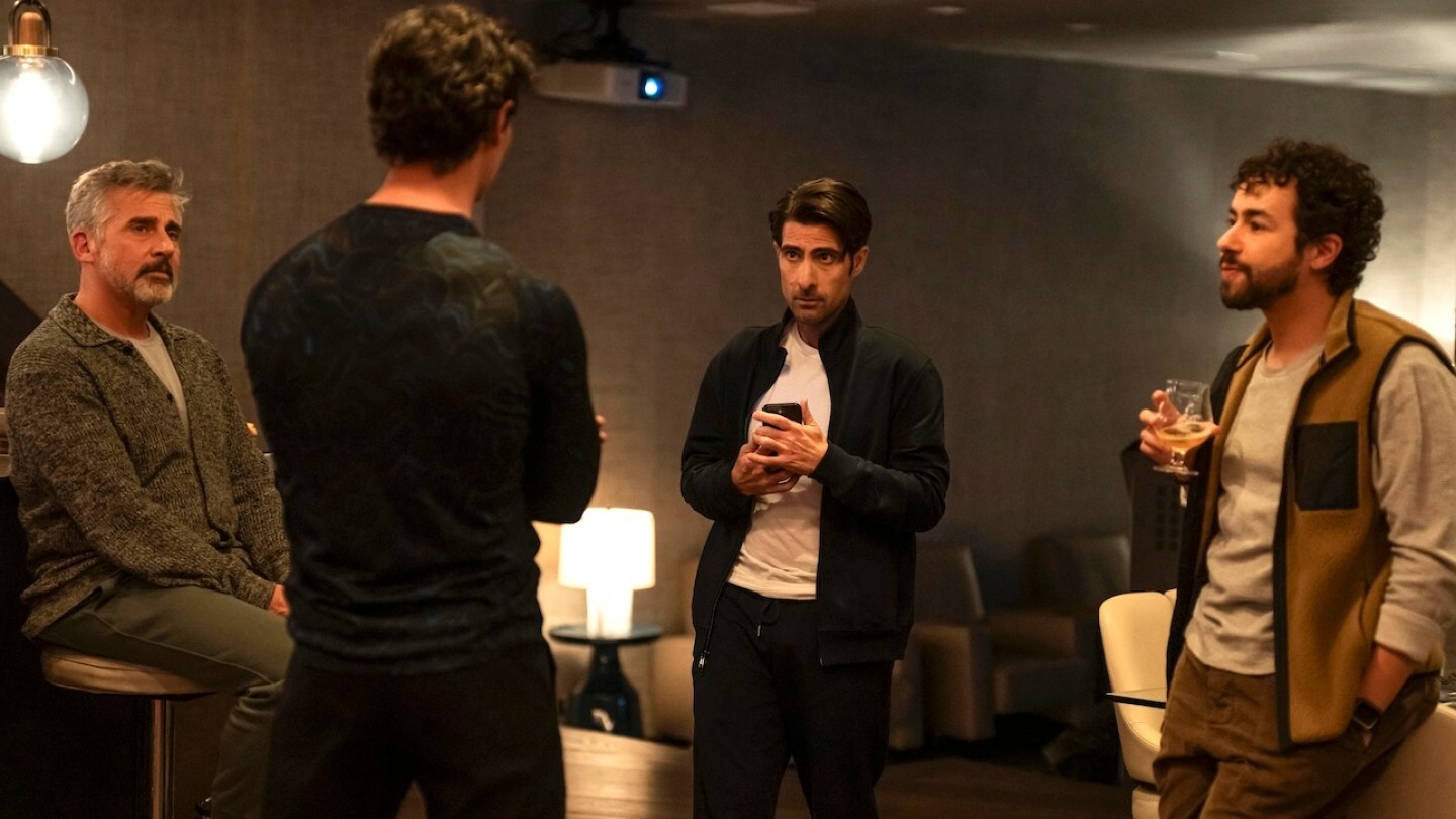 Steve Carell, Cory Michael Smith, Jason Schwartzman, Ramy Youssef in Mountainhead