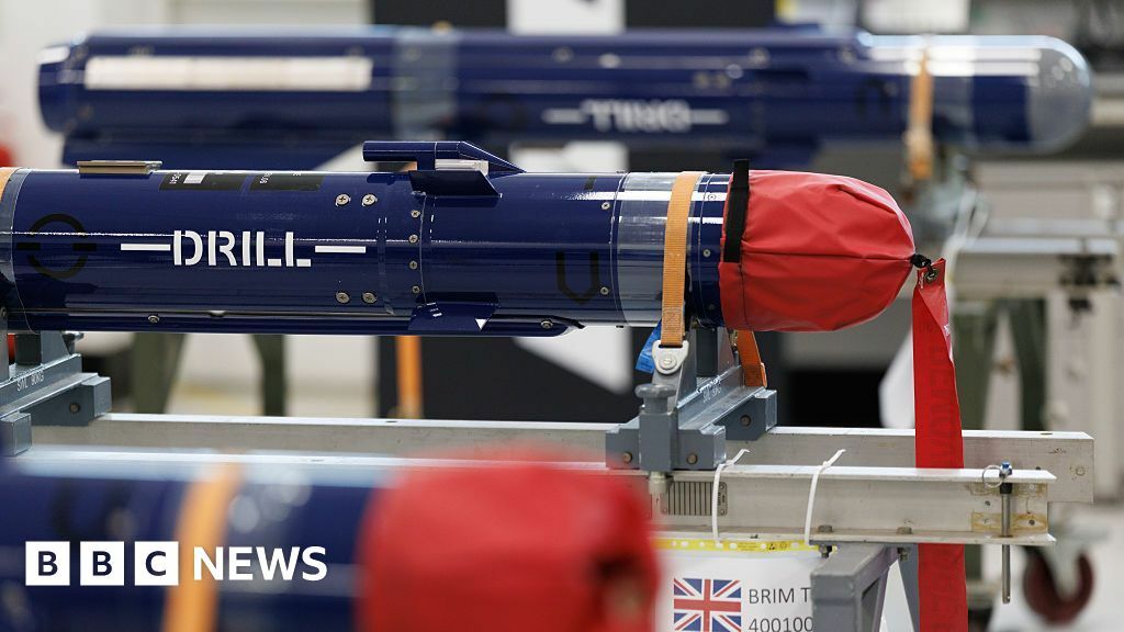 A training missile on an assembly line at a factory in Stevenage, UK.