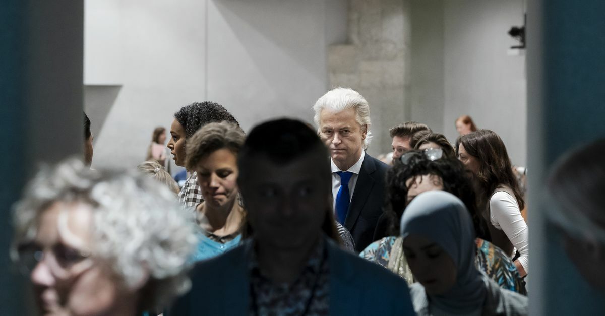 Geert Wilders (PVV) tijdens het wekelijkse vragenuur in de Tweede Kamer.