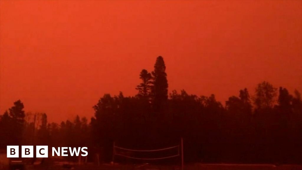 The sky is orange due to Canada's wildfires.