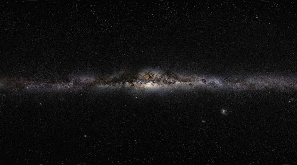 Edge-on view of a dusty galaxy.
