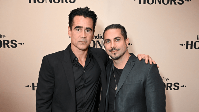 Colin Farrell and Mike Marino celebrating 'The Peguin' at IndieWire Honors 2025