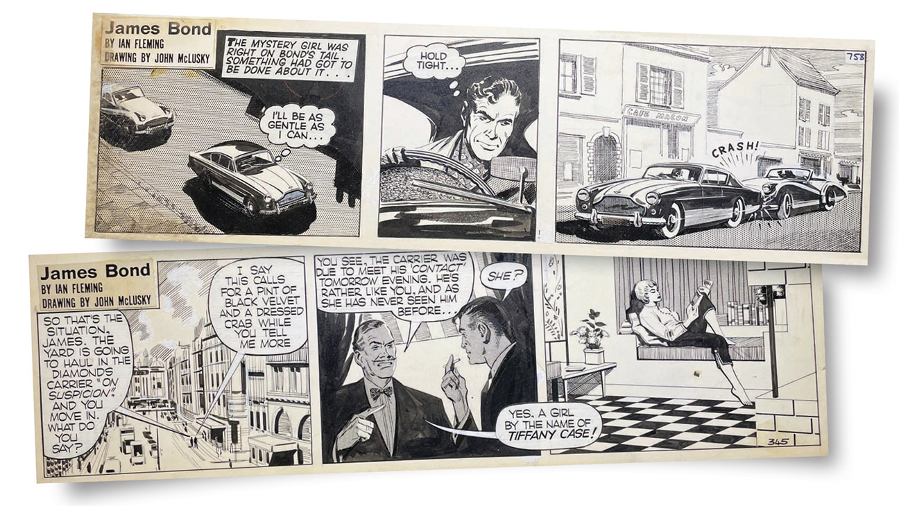 These comic-book panels offered the British public its first view of James Bond’s face (not to mention his car).