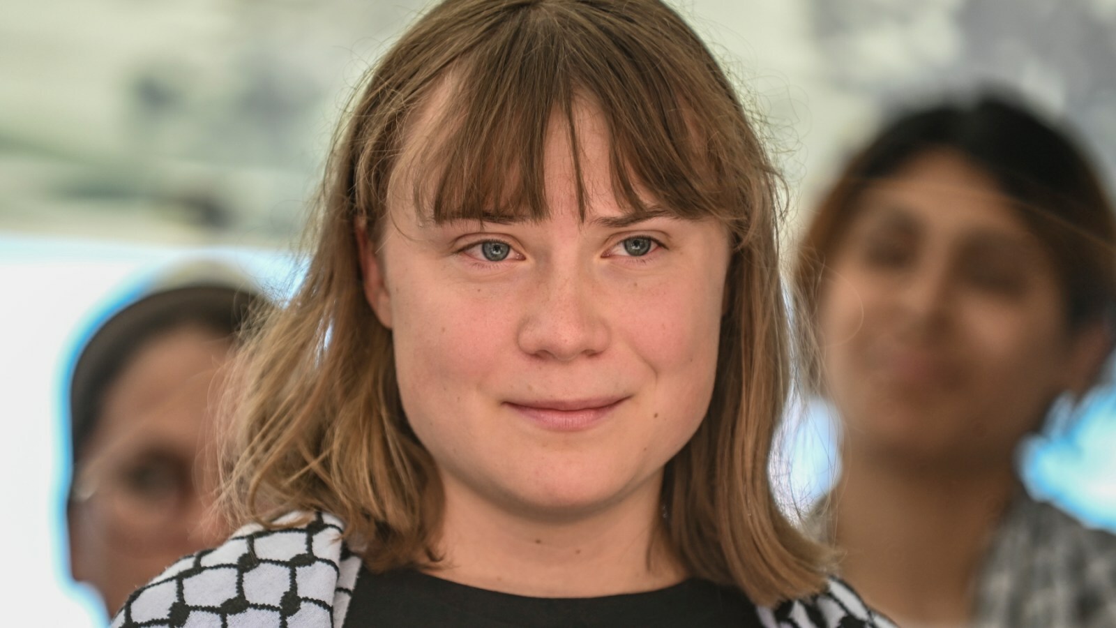 CATANIA, ITALY - JUNE 01: Greta Thunberg speaking at the press conference. Greta is part of the crew of the ship Madleen, headed to Gaza to deliver humanitarian aid on June 01, 2025 in Catania, Italy. Swedish activist Greta Thunberg is among those who will attempt to sail to Gaza on a boat organized by the Freedom Flotilla Coalition (FFC), in a bid to break Israel's blockade of the Palestinian territory. Freedom Flotilla had to abort a previous journey in early May after it said its boat came under attack by drones in international waters near Malta. (Photo by Fabrizio Villa/Getty Images)