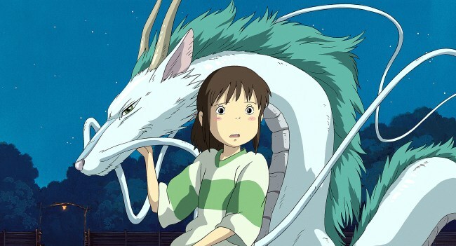 SPIRITED AWAY, (aka SEN TO CHIHIRO NO KAMIKAKUSHI), Haku (in dragon form), Chihiro, 2001. (c) Walt Disney Pictures/ Courtesy: Everett Collection.