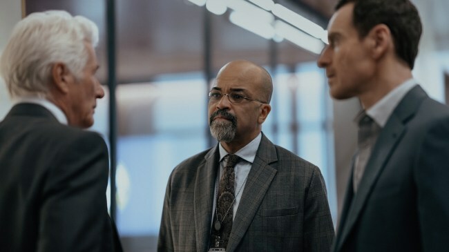 Richard Gere as Bosko, Jeffrey Wright as Henry and Michael Fassbender as Martian in 'The Agency', episode 9, season 1, streaming on Paramount+, 2024.