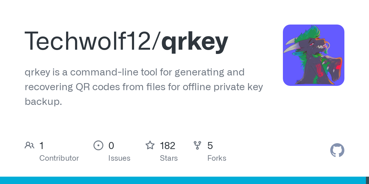 qrkey is a command-line tool for generating and recovering QR codes from files for offline private key backup. - Techwolf12/qrkey qrkey is a command-line tool for generating and recovering QR codes from files for offline private key backup. - Techwolf12/qrkey