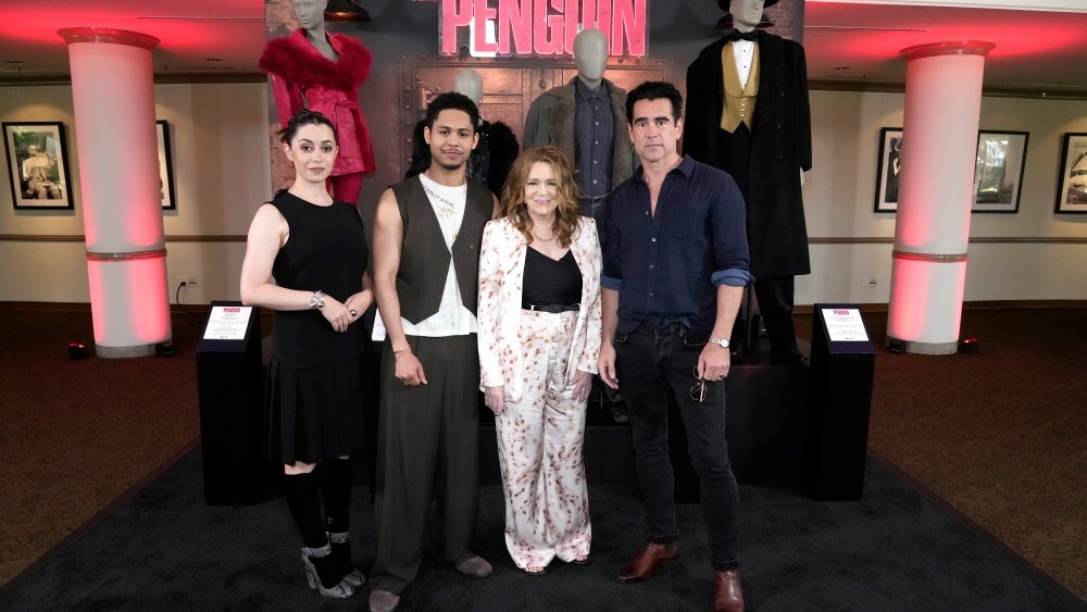 LOS ANGELES, CALIFORNIA - JUNE 08: (L-R) Cristin Milioti, Rhenzy Feliz, Deirdre O'Connell, and Colin Farrell attend "The Penguin" FYC Event at Paramount Theatre on June 08, 2025 in Los Angeles, California. (Photo by Jeff Kravitz/FilmMagic for HBO)