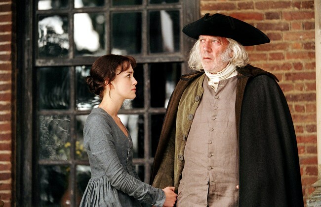 Keira Knightley and Donald Sutherland in "Pride and Prejudice."