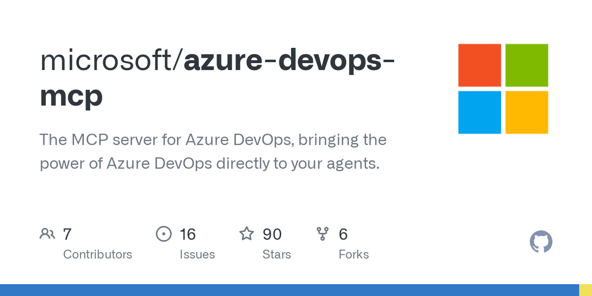The MCP server for Azure DevOps, bringing the power of Azure DevOps directly to your agents. - microsoft/azure-devops-mcp The MCP server for Azure DevOps, bringing the power of Azure DevOps directly to your agents. - microsoft/azure-devops-mcp