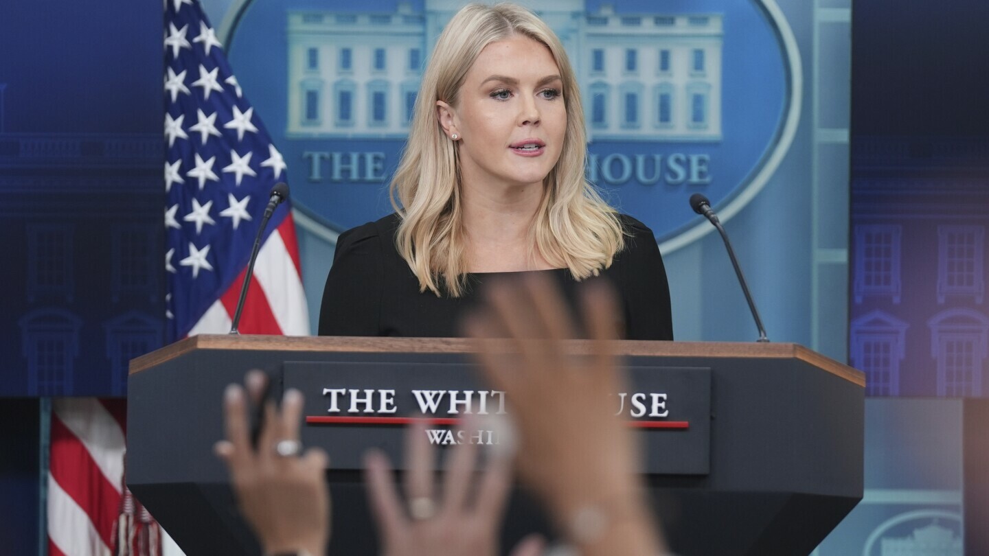 White House press secretary Karoline Leavitt speaks during a press briefing at the White House, Thursday, June 19, 2025, in Washington. (AP Photo/Evan Vucci)