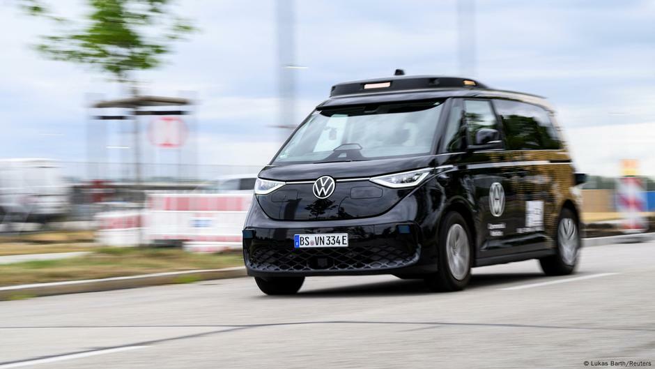 A black VW ID.Buzz AD electric minivan. |Image: Lukas Barth/Reuters